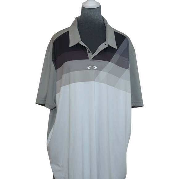 Oakley Other - Oakley Men’s Gray Striped Short Sleeve Athletic Golf Polo Shirt Sz XXL Thailand